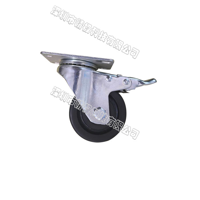 Black Flat 5 Inch Swivel Caster Wheels Industrial Anti Static ESD With Brake